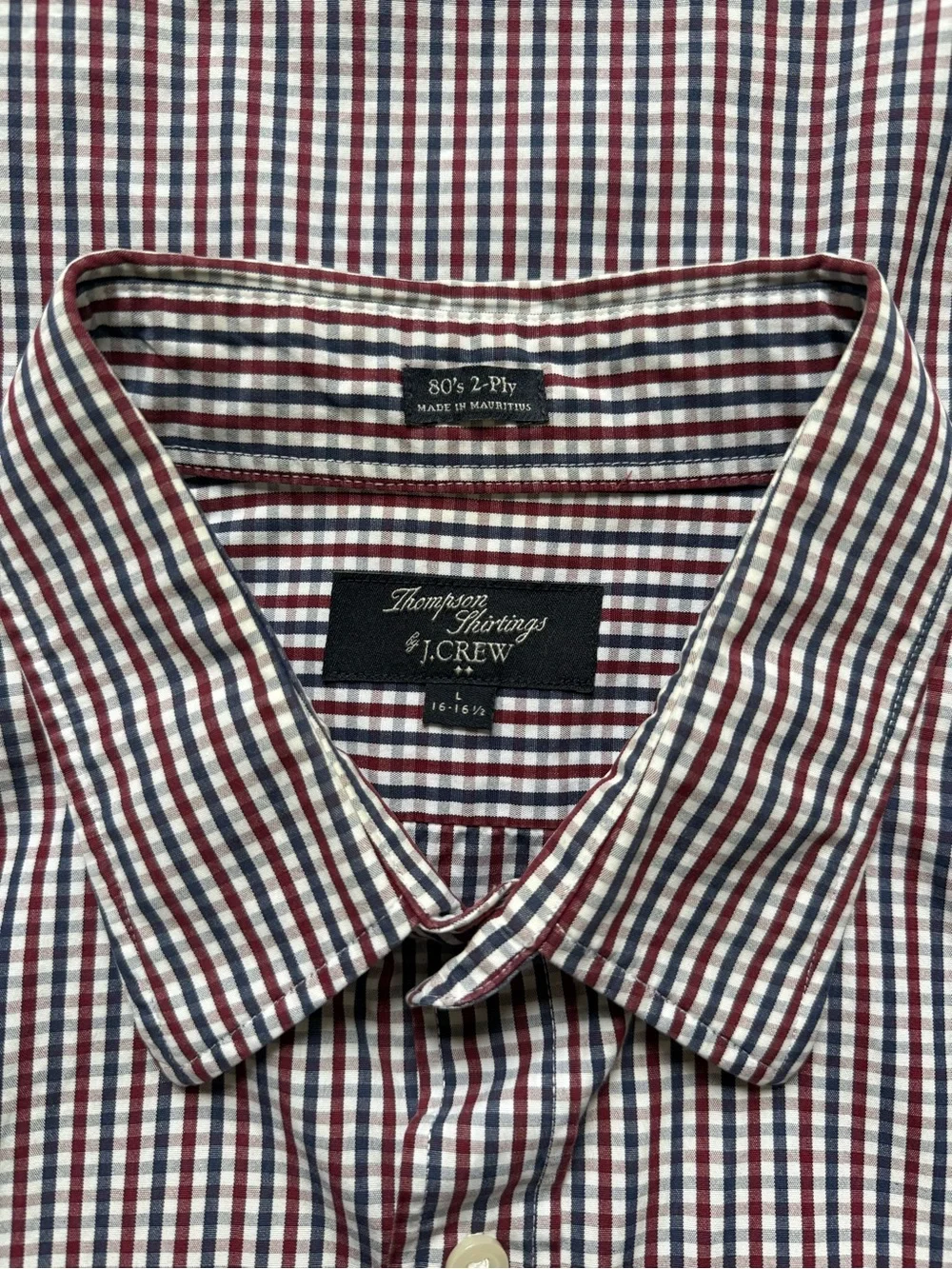 J. Crew Burgundy and Navy Micro-Check Button-Down Shirt